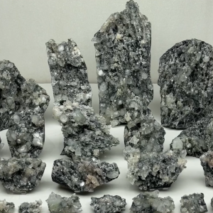 Apophyllite Glossy Crystals On Black Chalcedony Lot