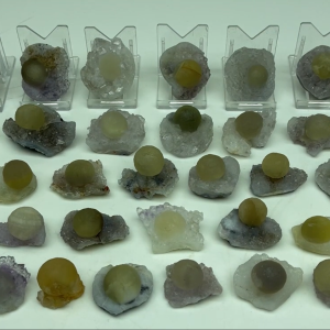 Top Quality Yellow Fluorite Balls on Amethyst Matrix