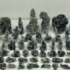 Fully Sparkling Apophyllite Pointed Crystals bunch on Dark Black Chalcedony Mountain matrix Lot