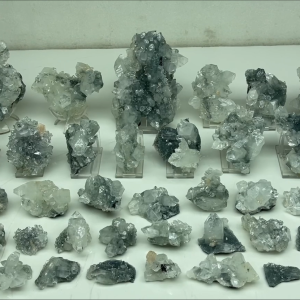 Glossy Apophyllite pointed Crystals on black chalcedony matrix lot